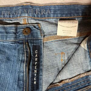 High Sierra Mens Pinstripe Carpenter Jeans Blue Cotton Workwear 38x30